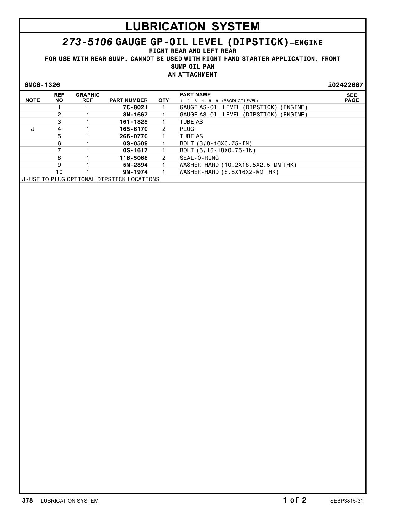 161-1825 TUBE AS CAT parts manual diagram