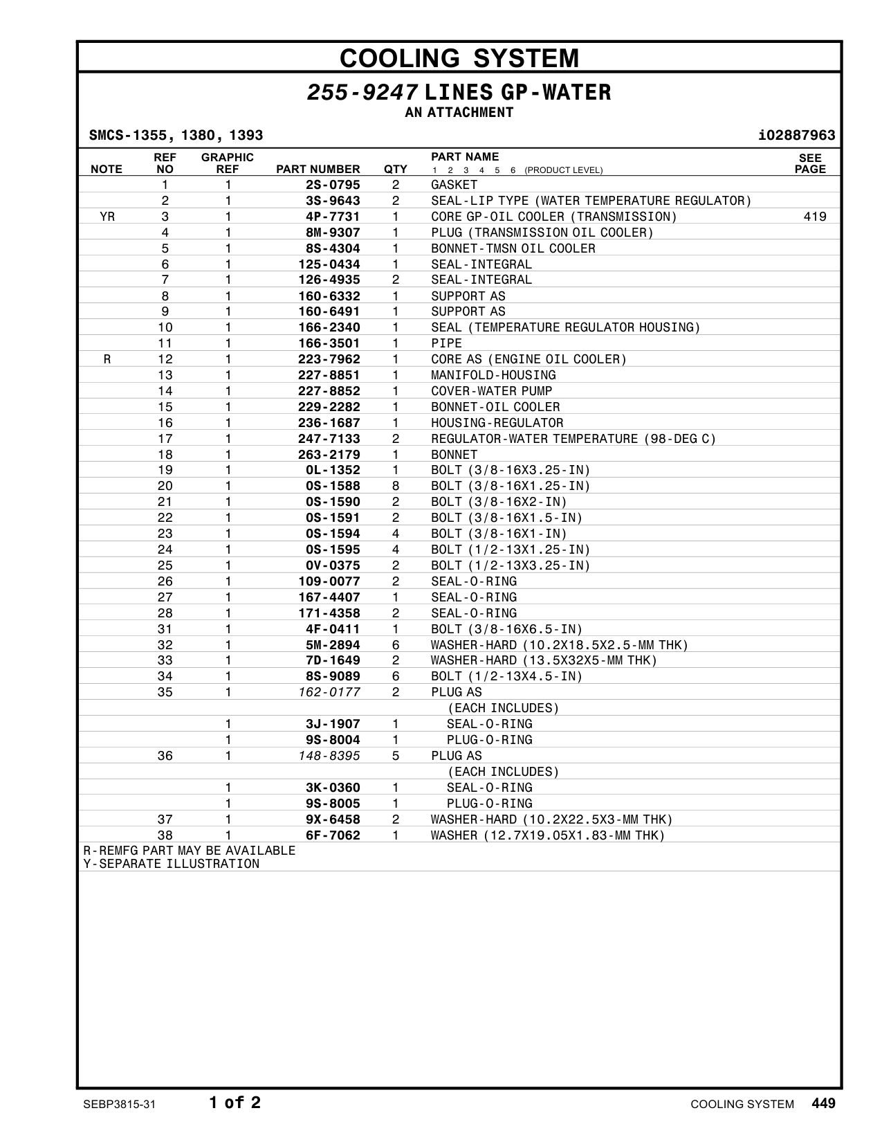 263-2179 BONNET CAT parts manual diagram