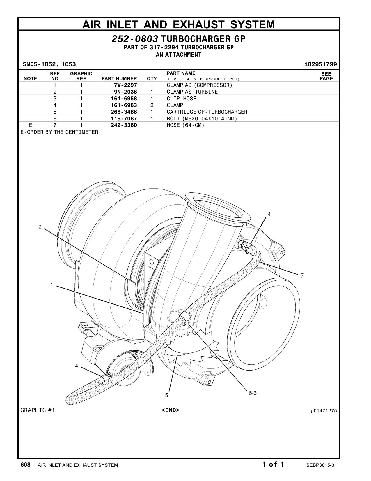 268-3488 CARTRIDGEGP-TURBOCHARGER CAT parts manual diagram