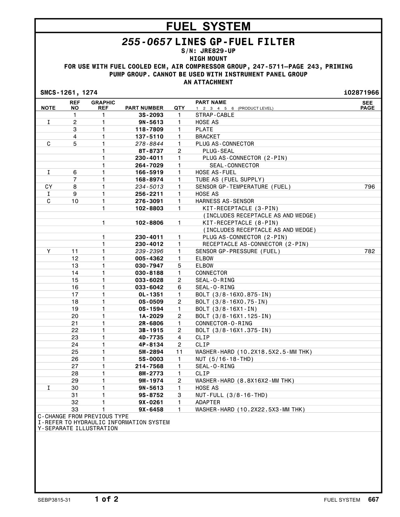 264-7029 SEAL-CONNECTOR · S/N JRE829-UP CAT parts manual diagram