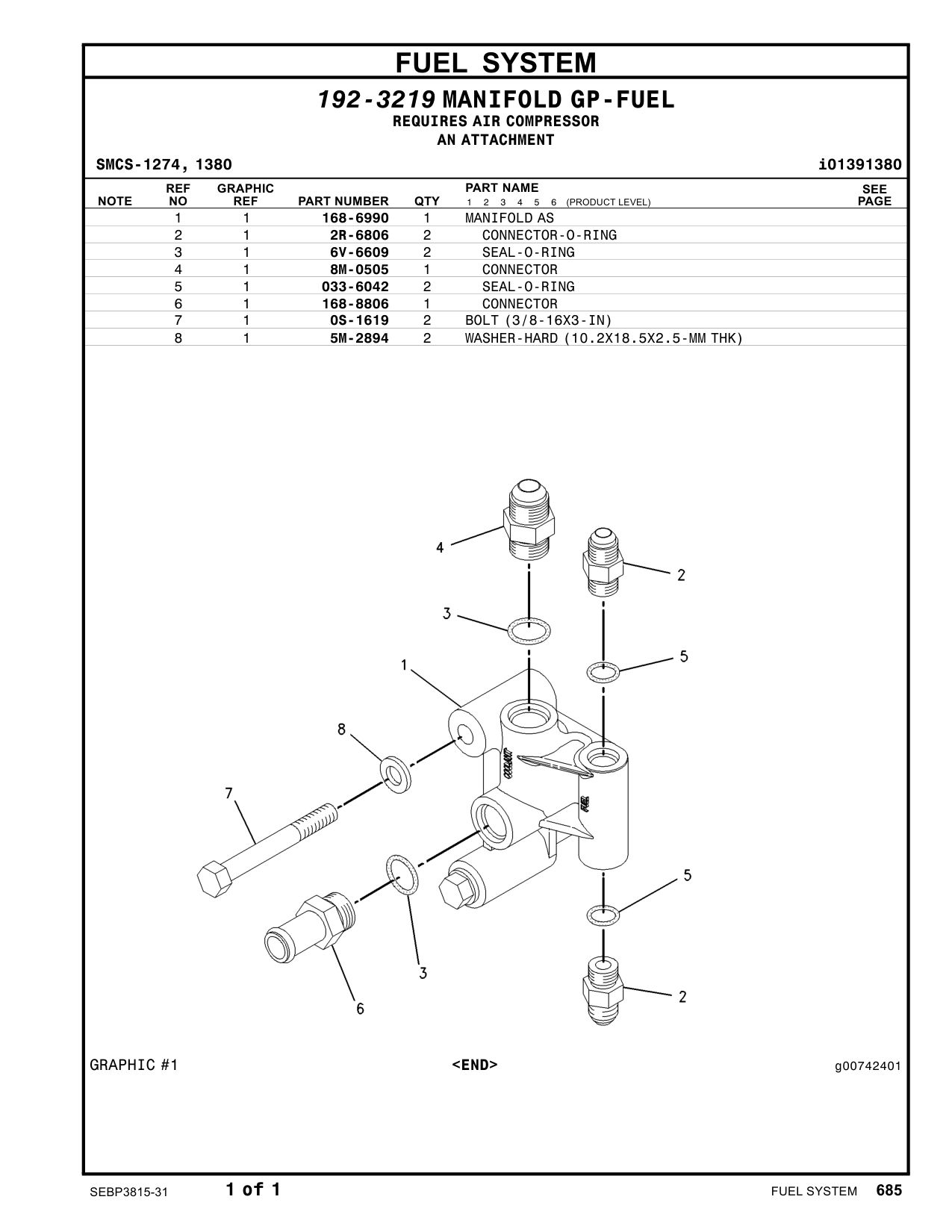 168-6990 MANIFOLD AS CAT parts manual diagram