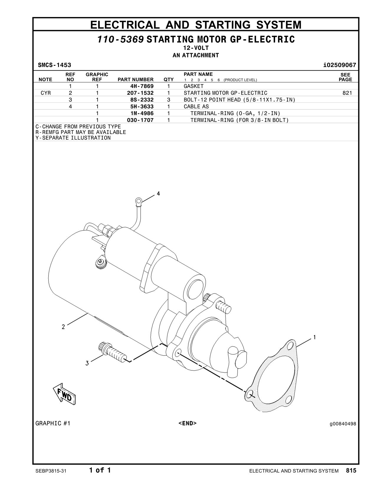 5H-3633 CABLE AS CAT parts manual diagram
