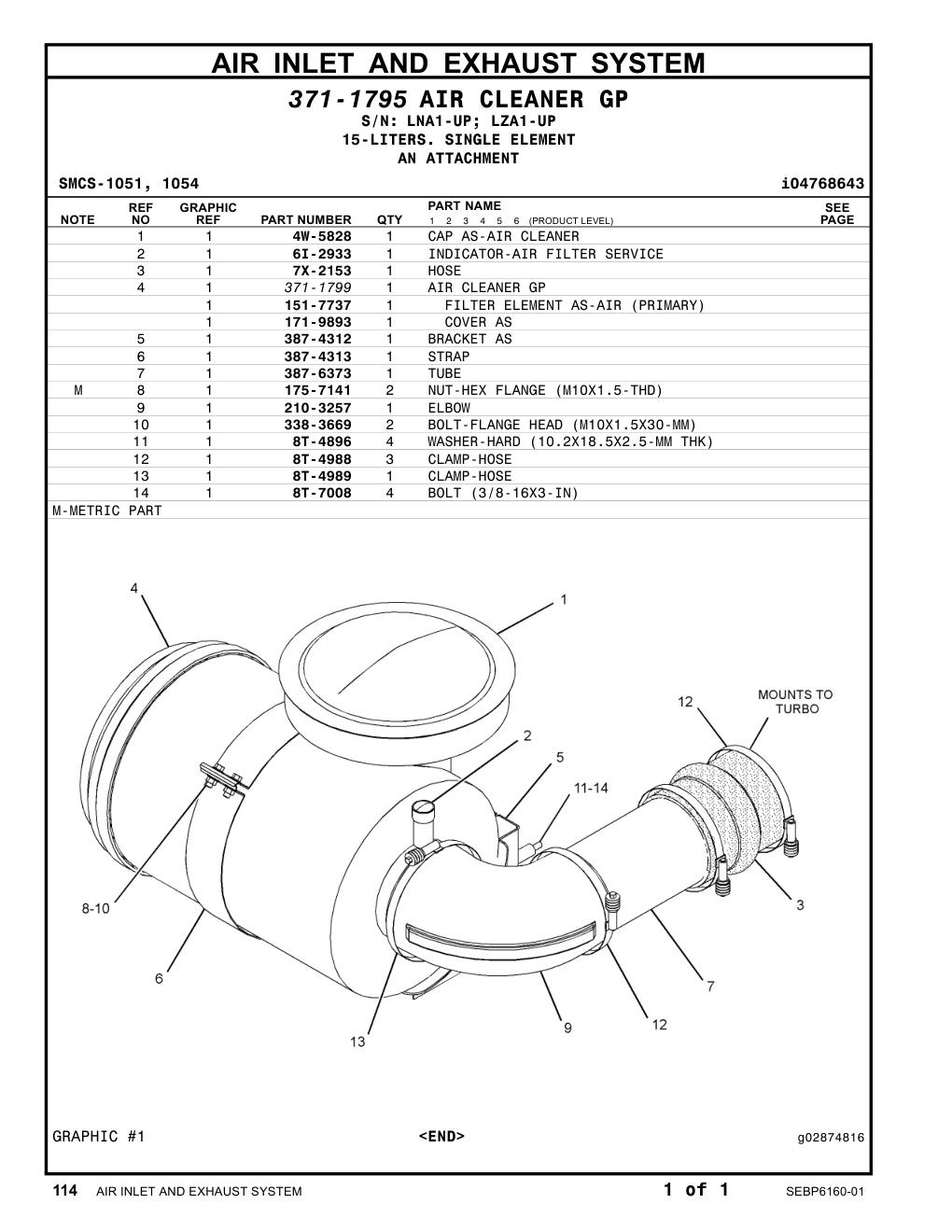 371-1799 AIR CLEANER GP CAT parts manual diagram