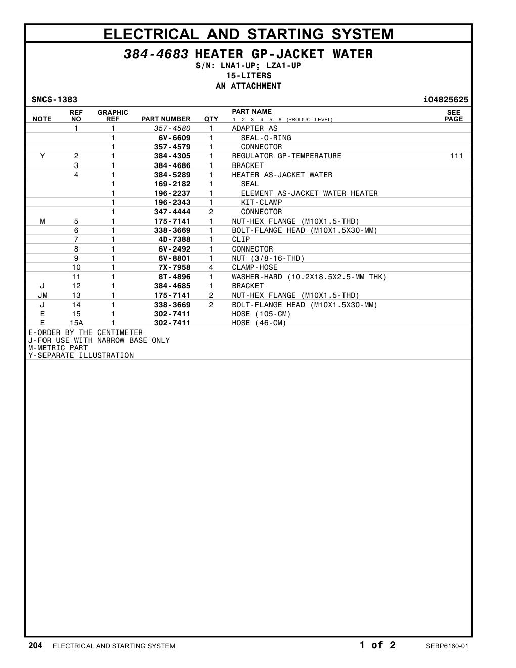 384-5289 HEATER AS-JACKET WATER CAT parts manual diagram
