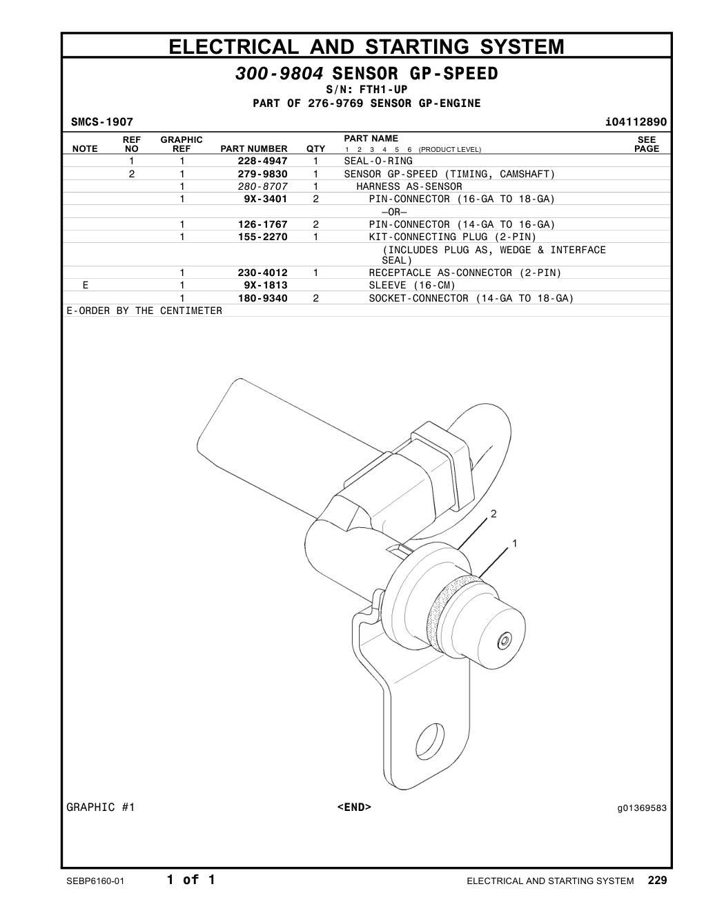 279-9830 SENSOR GP-SPEED · S/N FTH1-UP CAT parts manual diagram