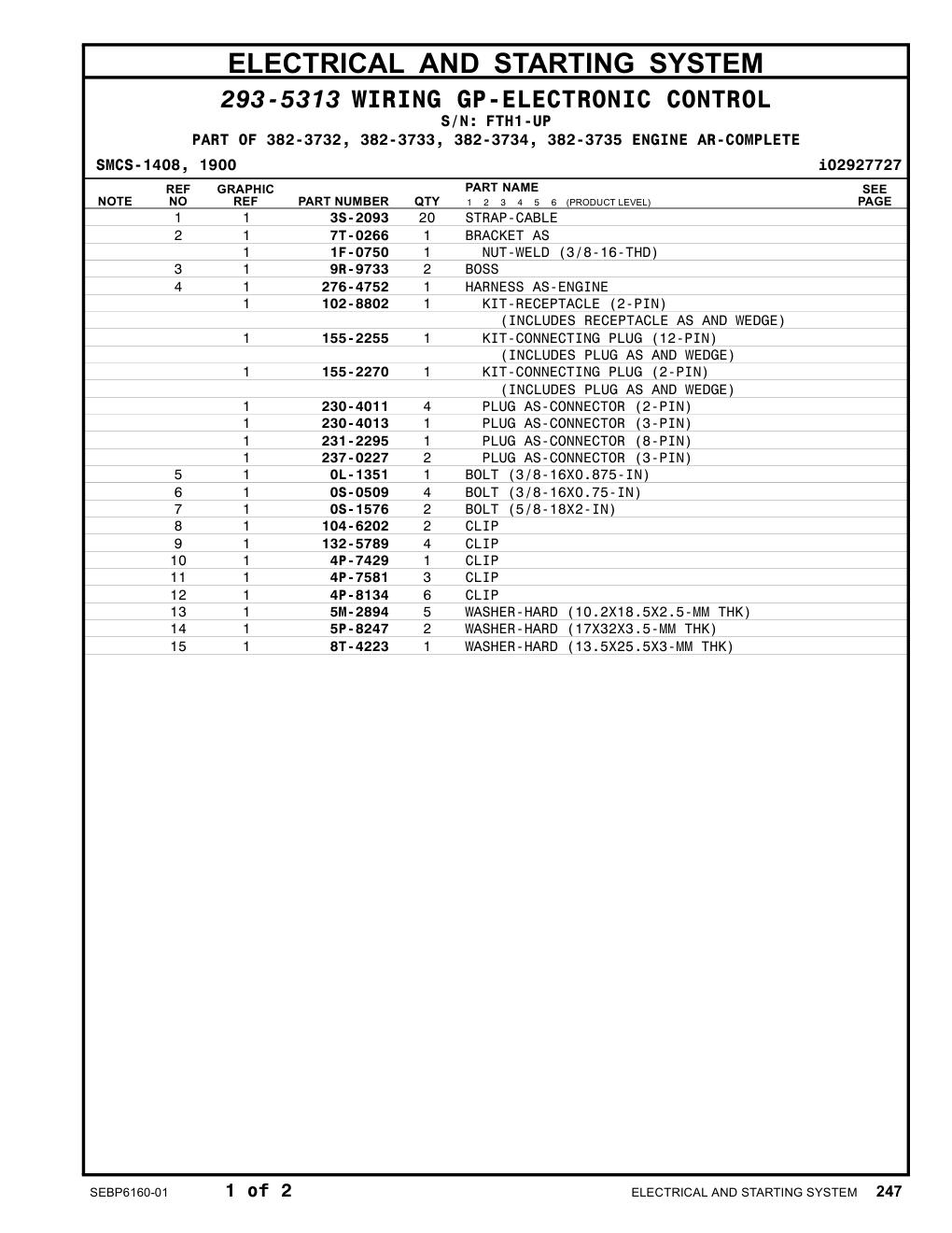 7T-0266 BRACKET AS · S/N FTH1-UP CAT parts manual diagram