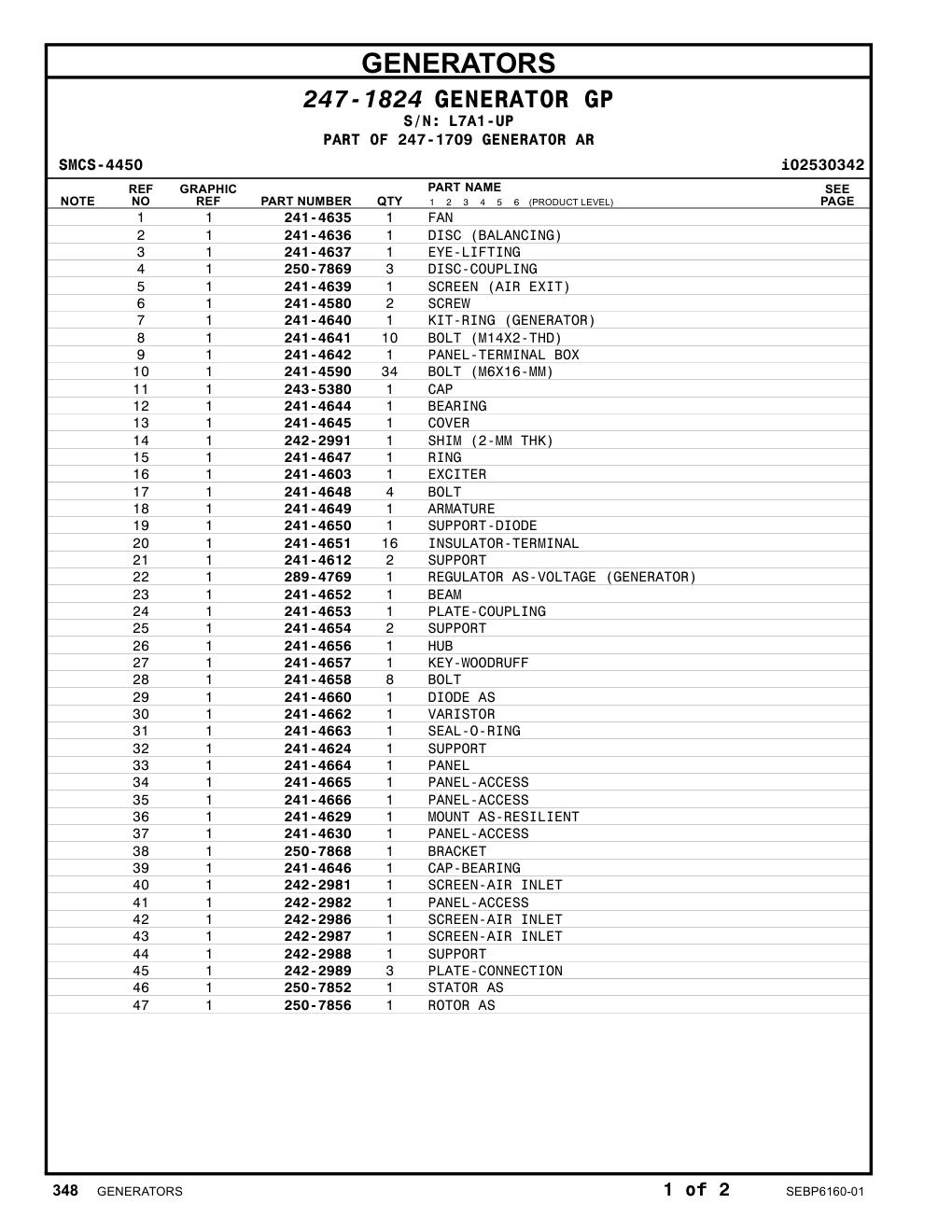 241-4663 SEAL-O-RING · S/N L7A1-UP CAT parts manual diagram