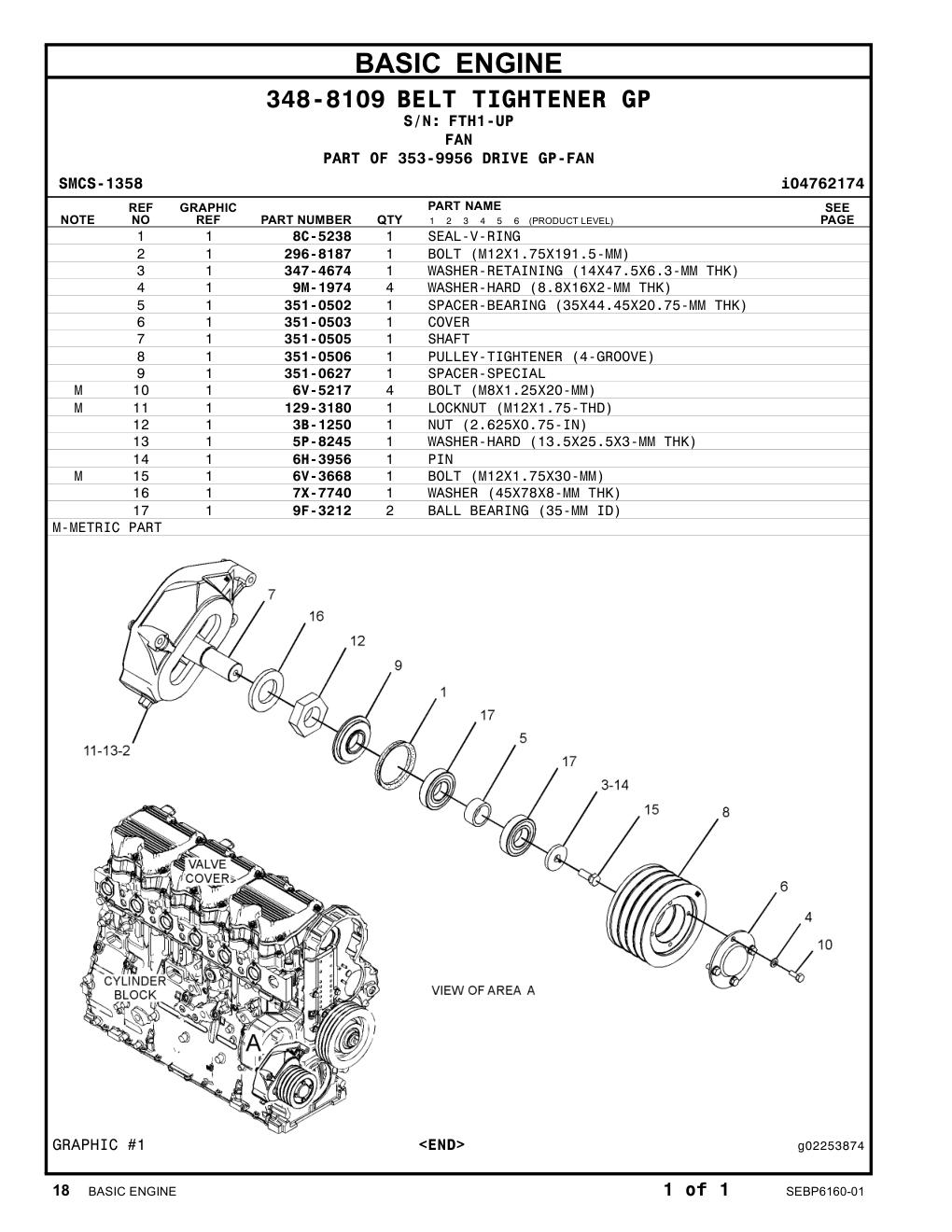 8C-5238 SEAL-V-RING · S/N FTH1-UP CAT parts manual diagram
