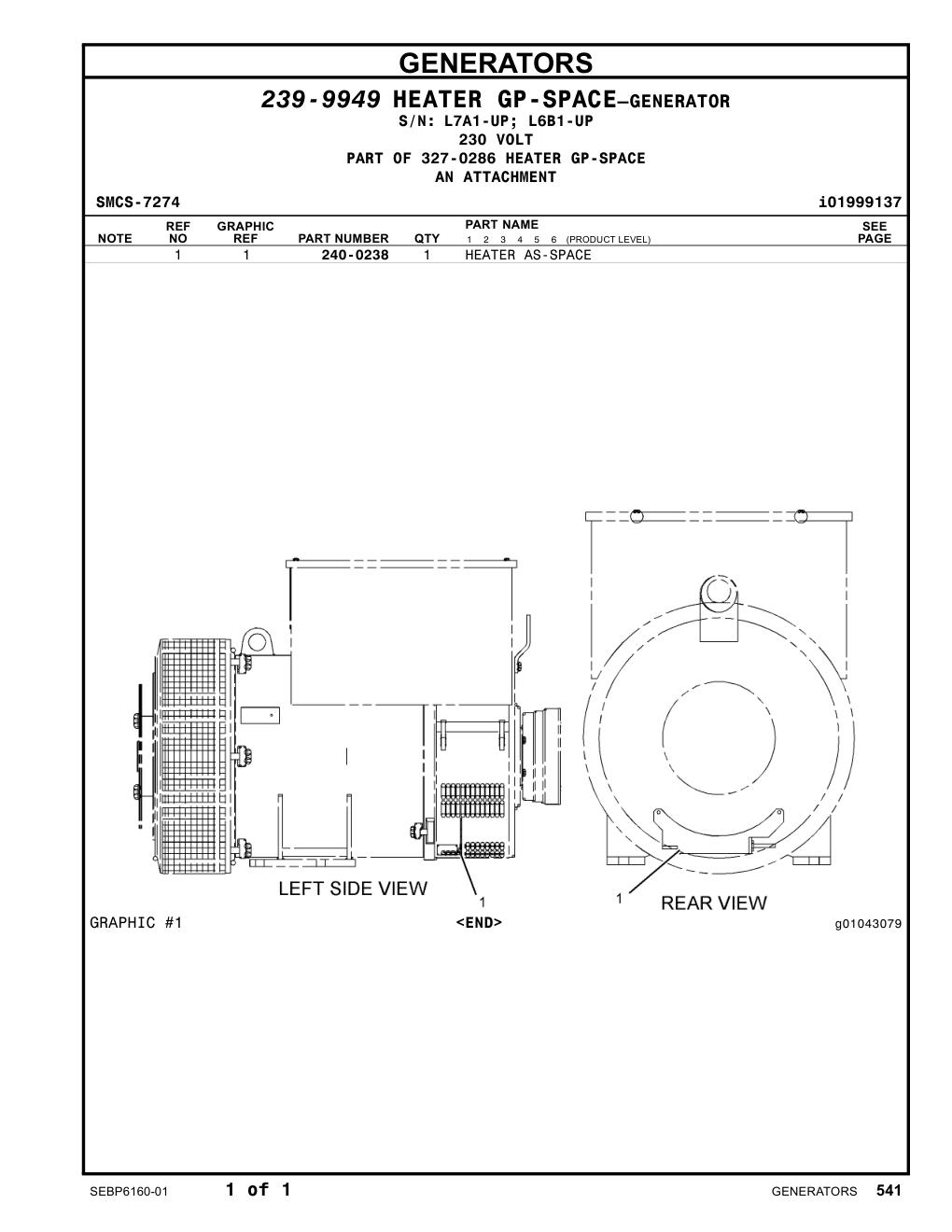 240-0238 HEATER AS-SPACE (230-VOLT) CAT parts manual diagram