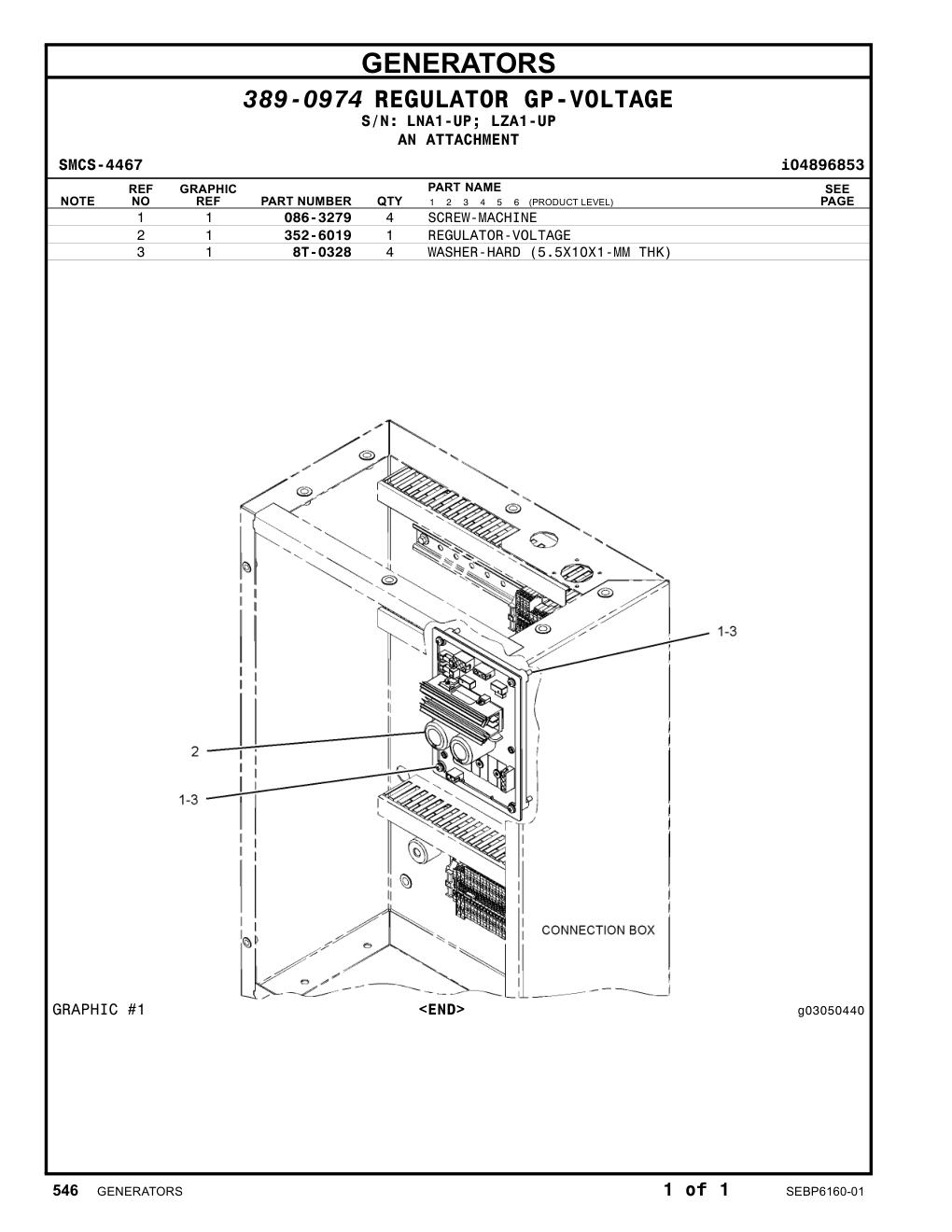 352-6019 REGULATOR AS-VOLTAGE (R450M) CAT parts manual diagram