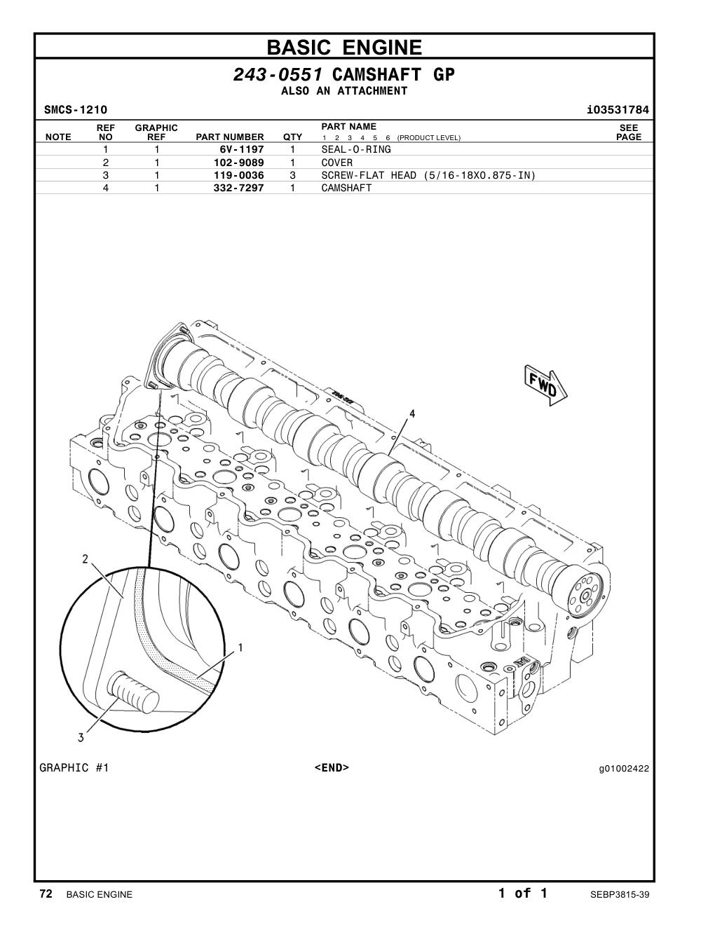 332-7297 CAMSHAFT CAT parts manual diagram