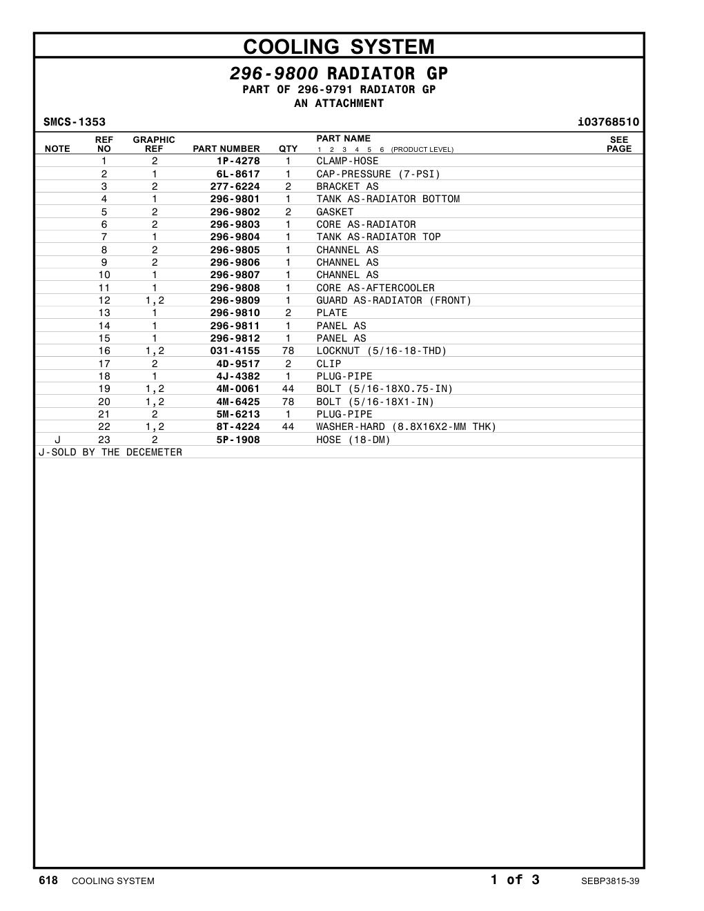 296-9808 CORE AS-AFTERCOOLER CAT parts manual diagram