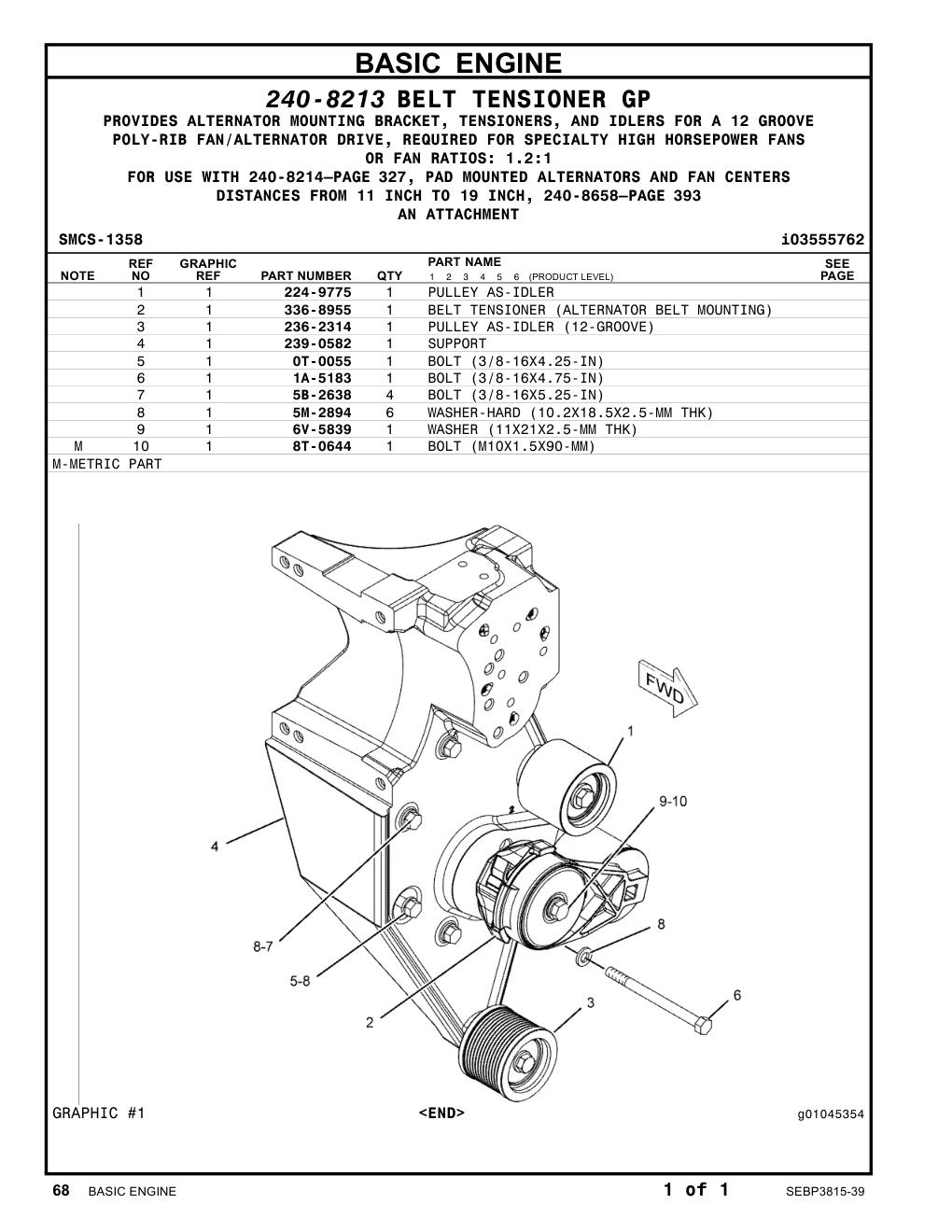 236-2314 PULLEY AS-IDLER (12-GROOVE) CAT parts manual diagram