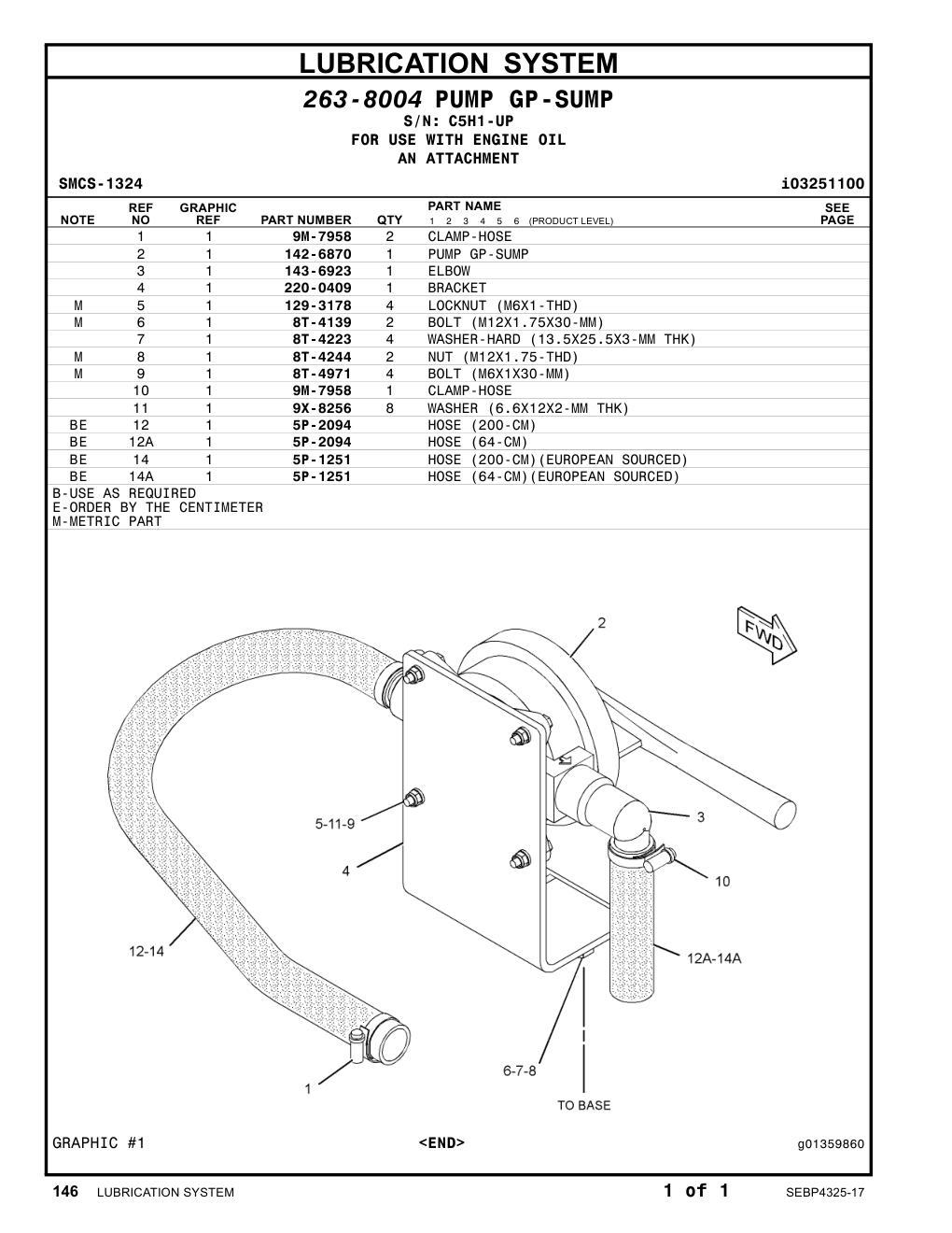 142-6870 PUMP GP-SUMP · S/N C5H1-UP CAT parts manual diagram