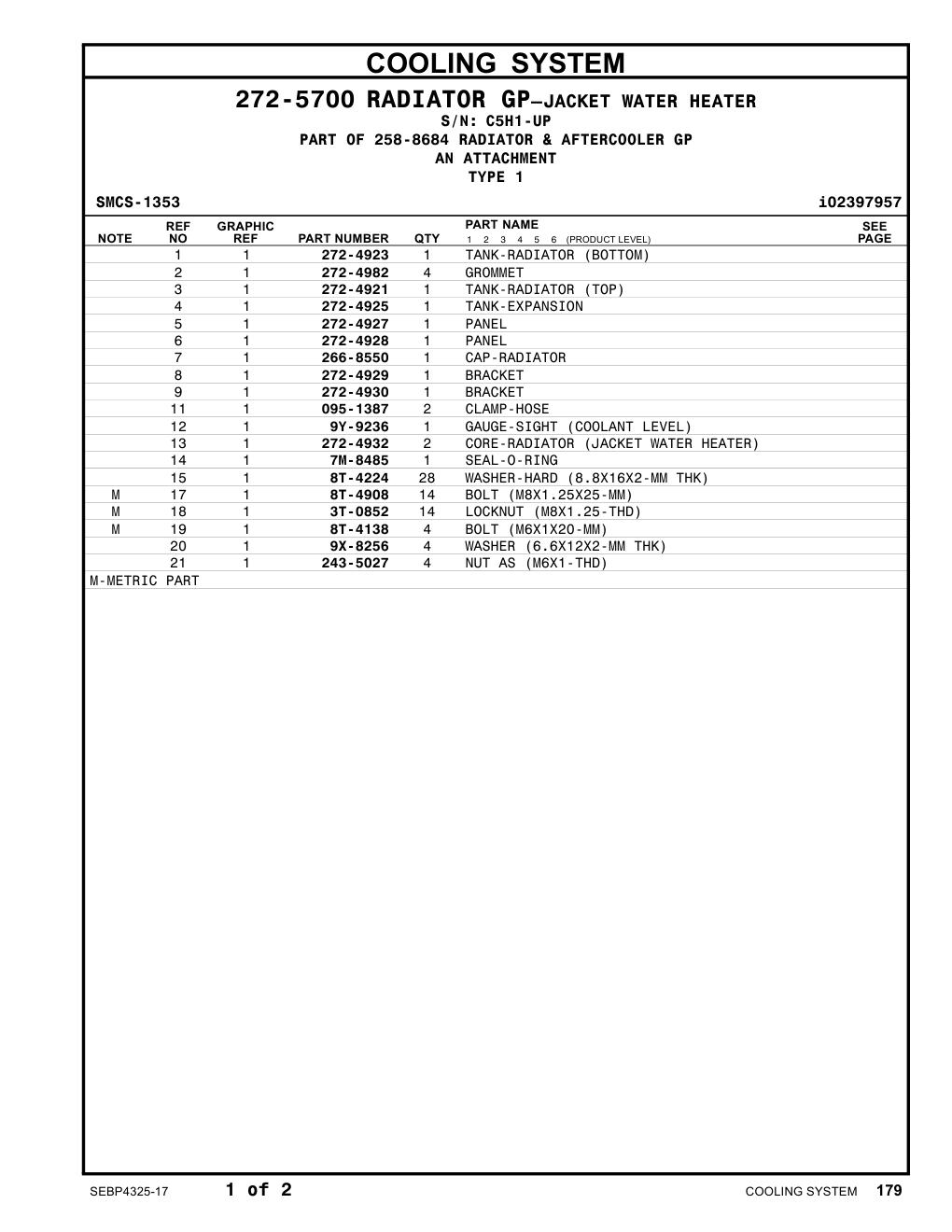 095-1387 CLAMP-HOSE · S/N C5H1-UP CAT parts manual diagram