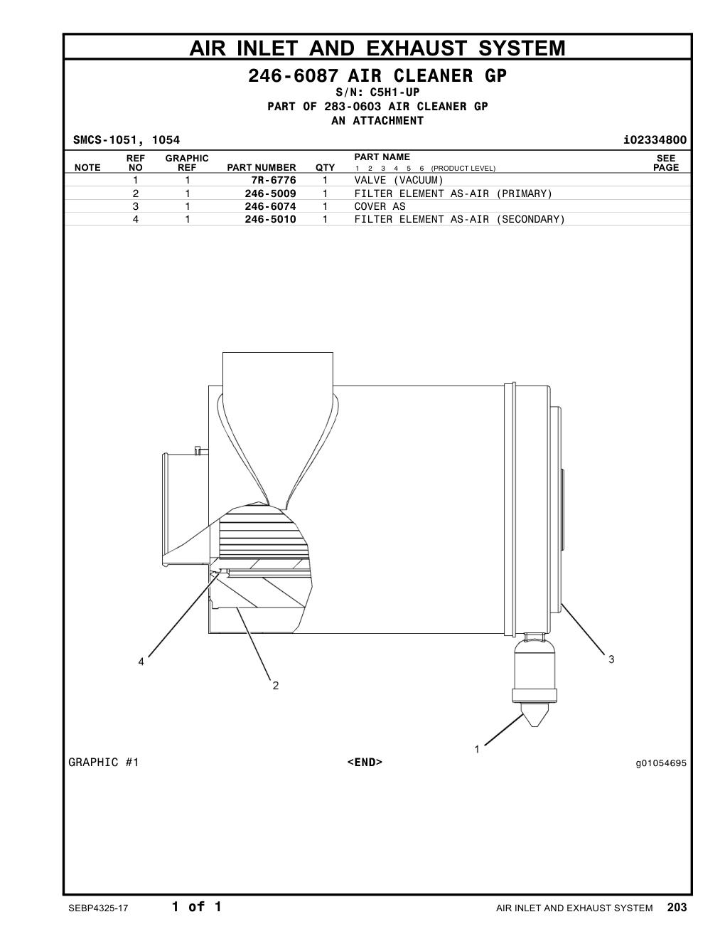 246-5009 ELEMENT AS · S/N C5H1-UP CAT parts manual diagram