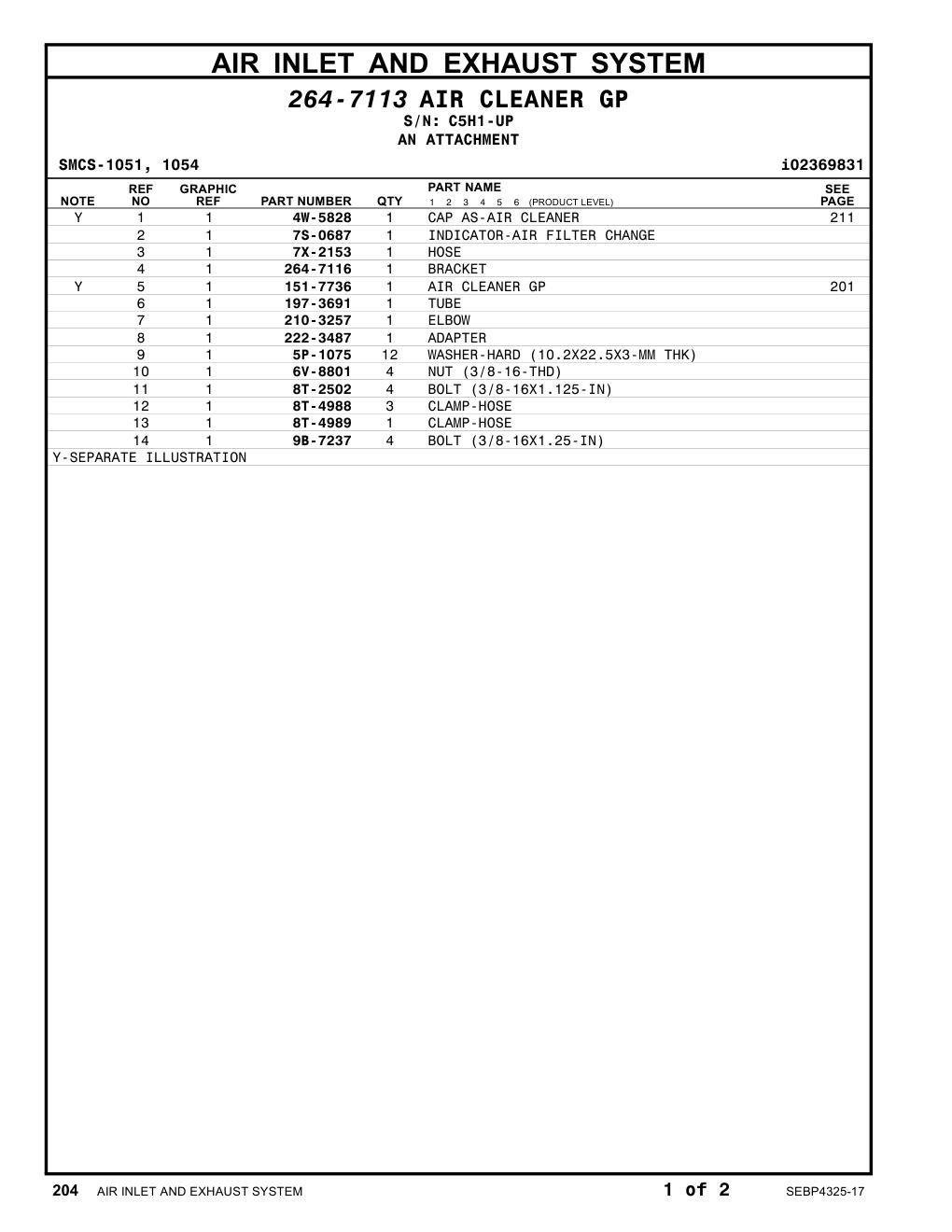 151-7736 AIR CLEANER GP · S/N C5H1-UP CAT parts manual diagram