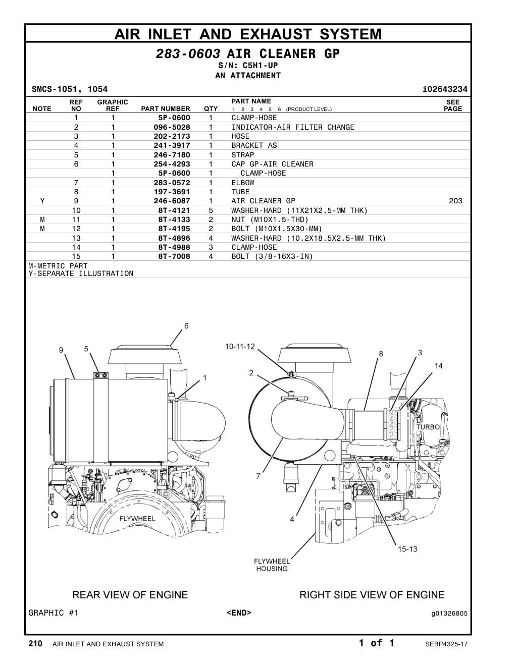 246-6087 AIR CLEANER GP · S/N C5H1-UP CAT parts manual diagram