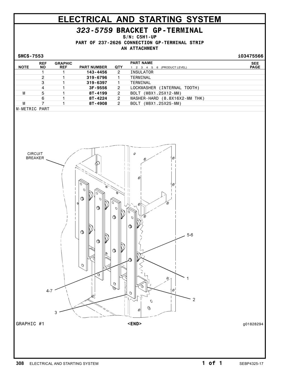 319-6796 TERMINAL · S/N C5H1-UP CAT parts manual diagram