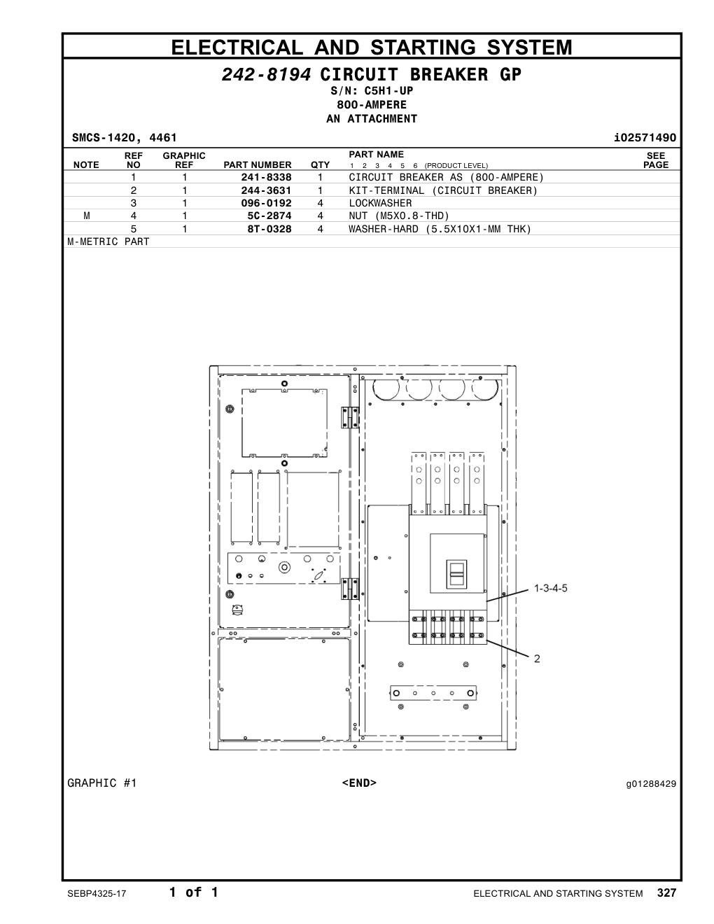 244-3631 KIT-TERMINAL (CIRCUIT BREAKER) · S/N C5H1-UP CAT parts manual diagram
