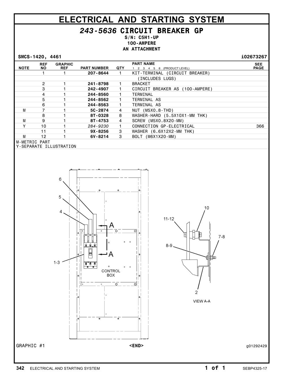244-8560 TERMINAL · S/N C5H1-UP CAT parts manual diagram