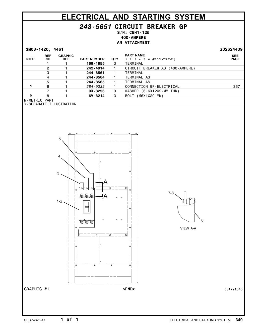 244-8561 TERMINAL · S/N C5H1-125 CAT parts manual diagram