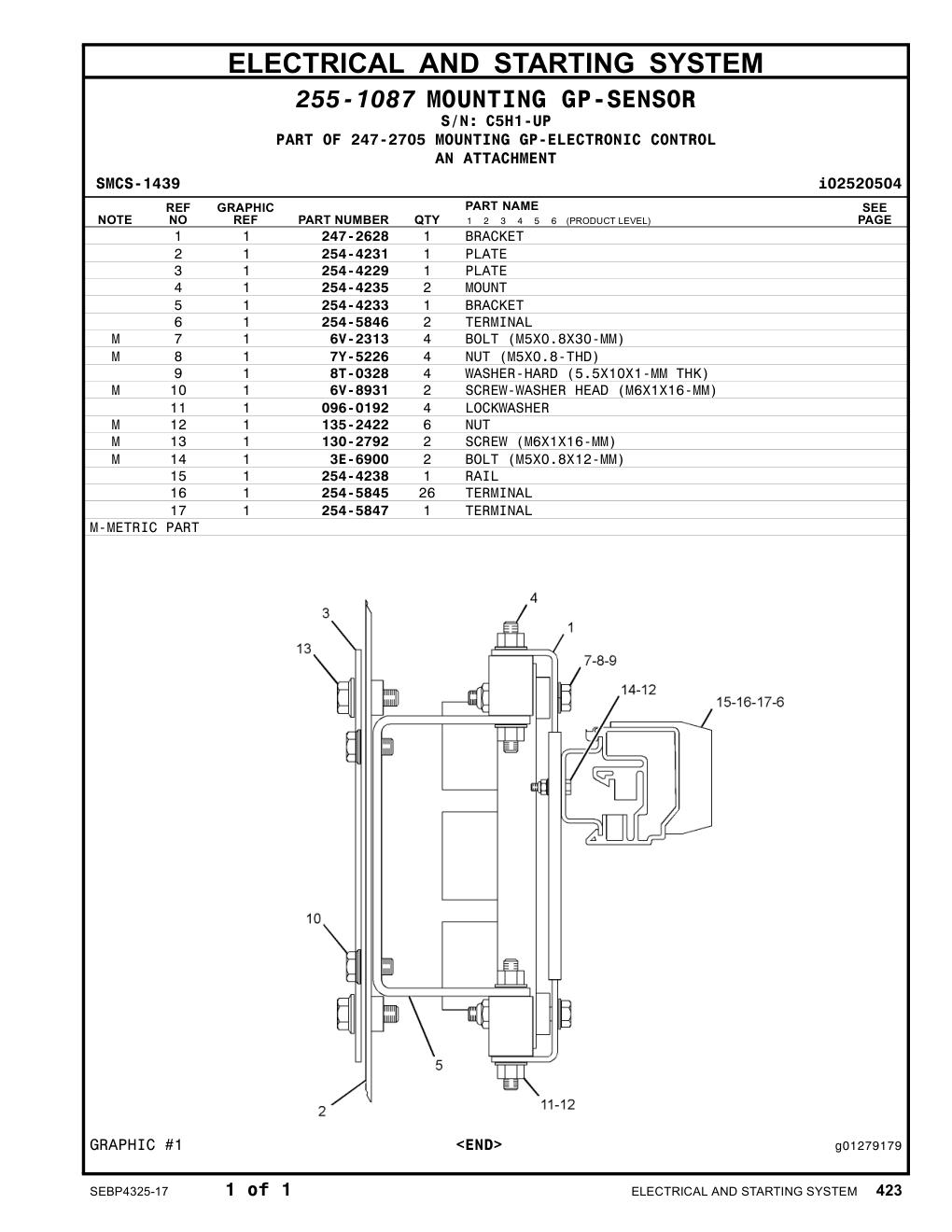 254-5845 TERMINAL · S/N C5H1-UP CAT parts manual diagram