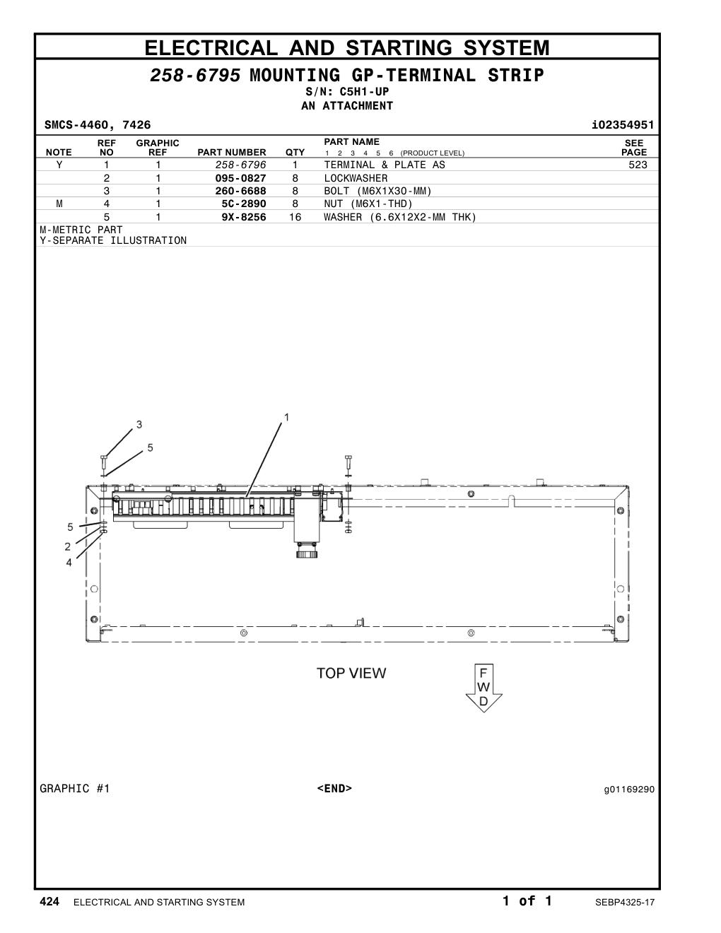 260-6688 BOLT (M6X1X30-MM) · S/N C5H1-UP CAT parts manual diagram
