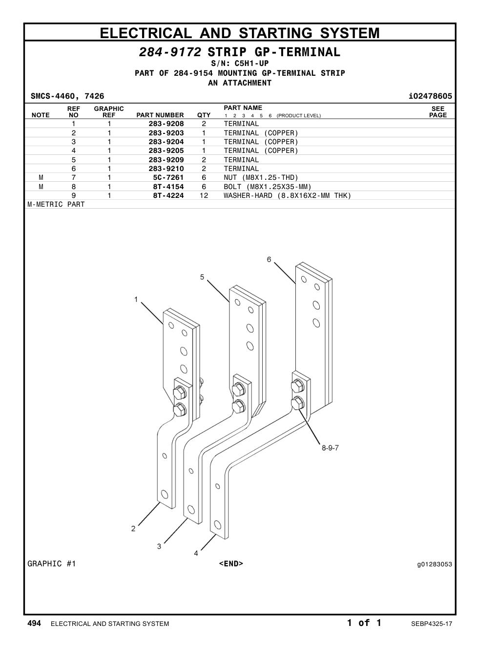 283-9208 TERMINAL · S/N C5H1-UP CAT parts manual diagram