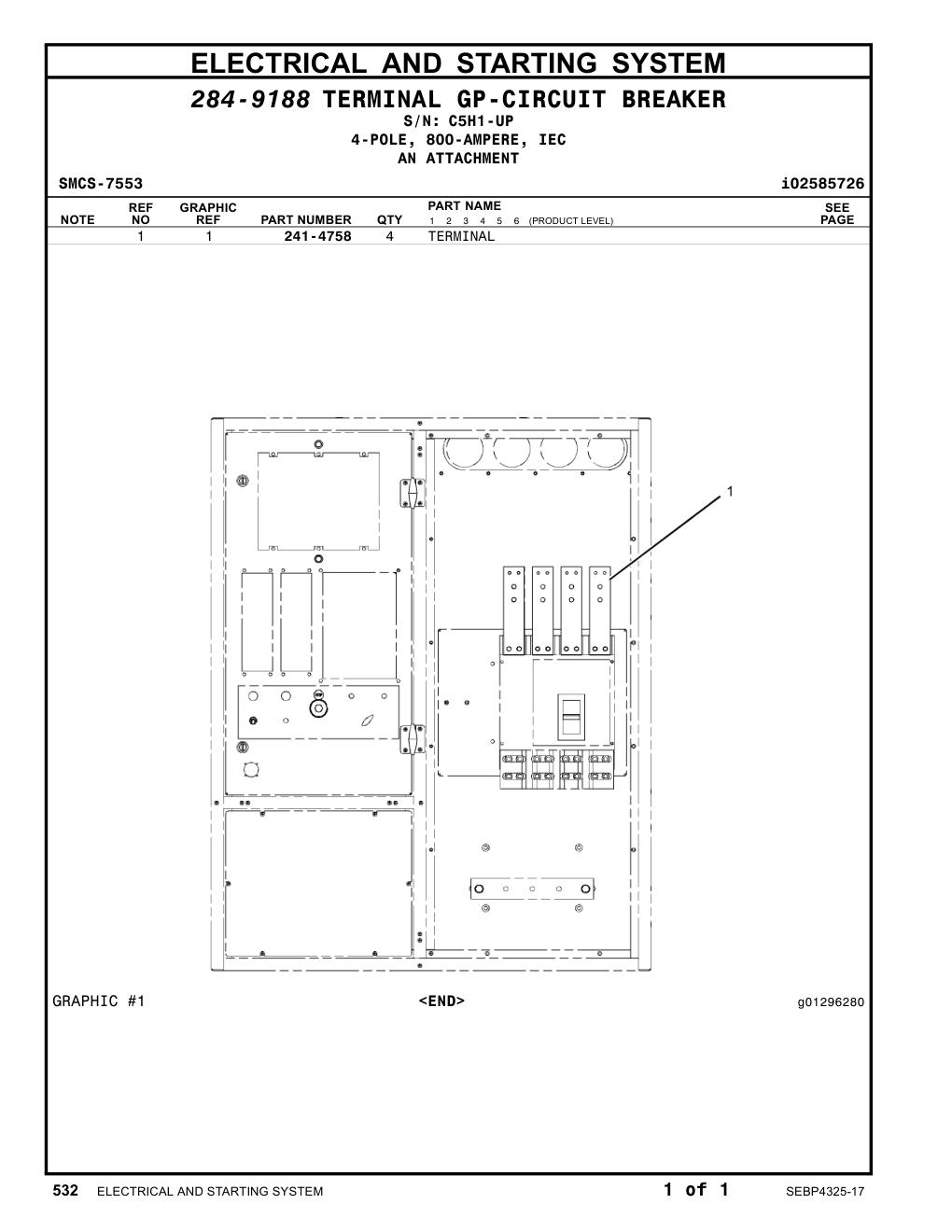 241-4758 TERMINAL · S/N C5H1-UP CAT parts manual diagram