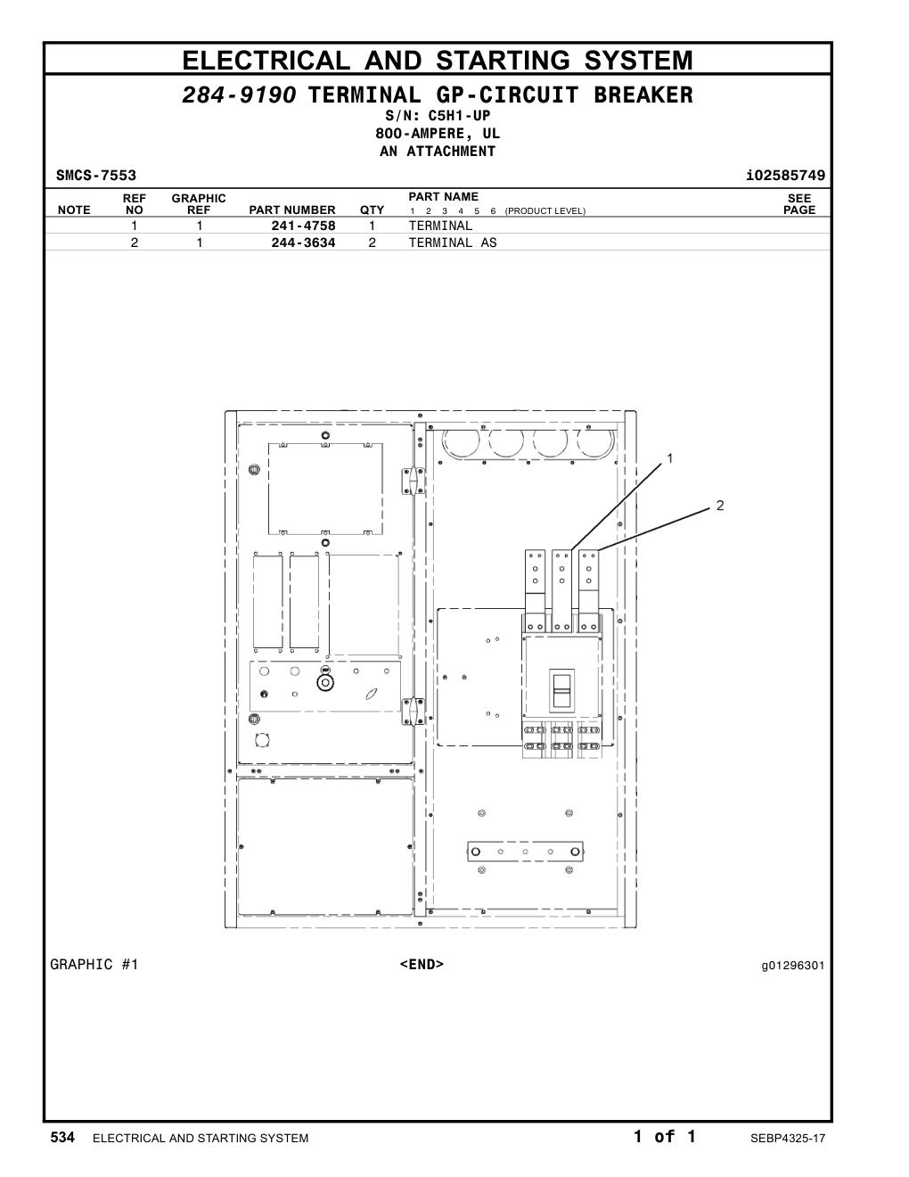 244-3634 TERMINAL AS · S/N C5H1-UP CAT parts manual diagram