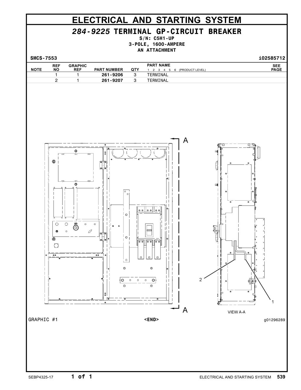 261-9206 TERMINAL · S/N C5H1-UP CAT parts manual diagram