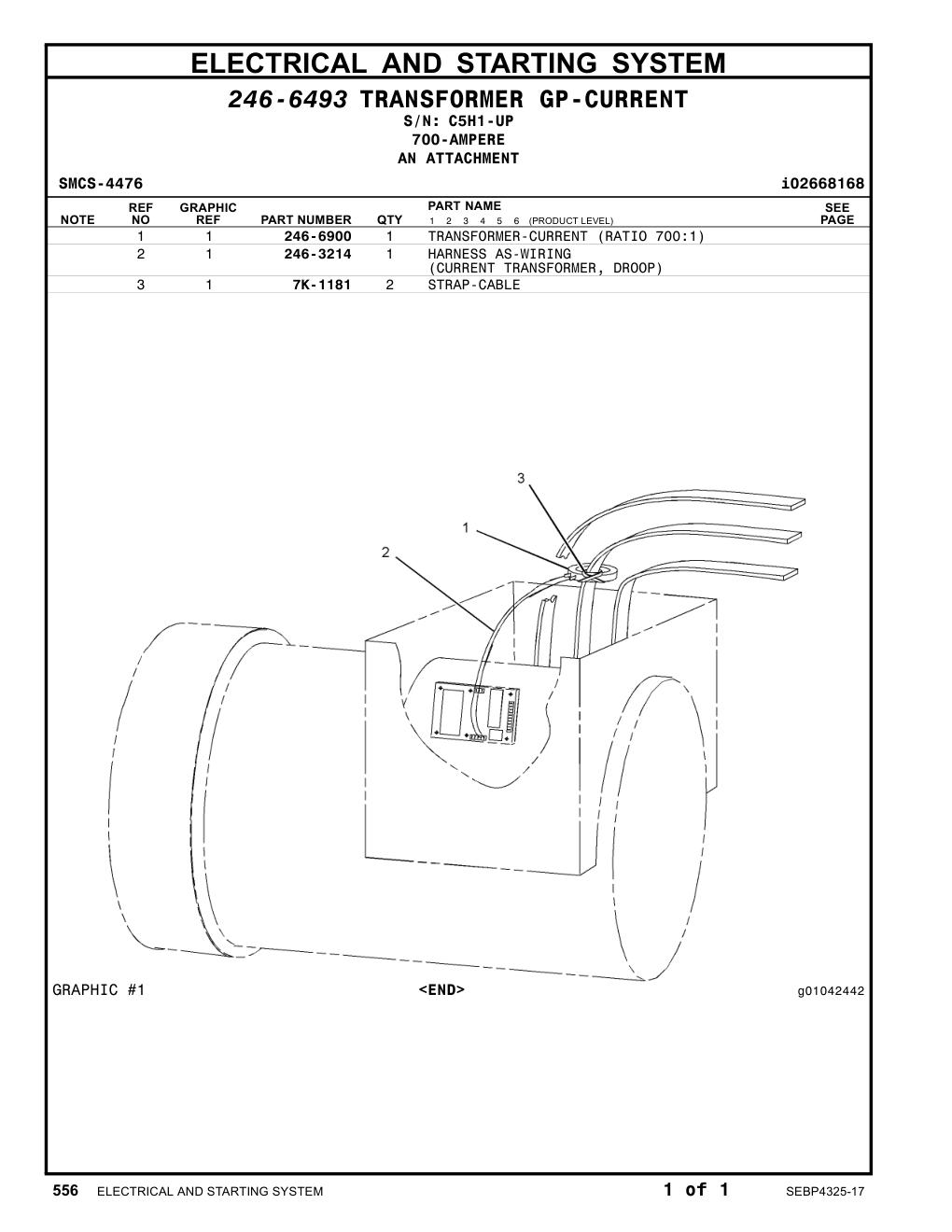 246-6900 TRANSFORMER (CURRENT) · S/N C5H1-UP CAT parts manual diagram
