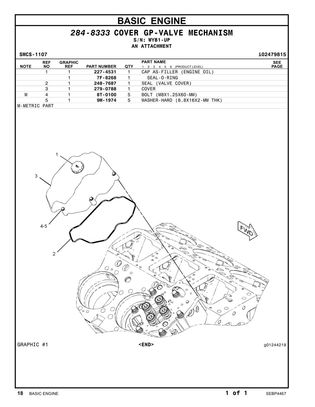 7F-8268 SEAL-O-RING · S/N WYB1-UP CAT parts manual diagram