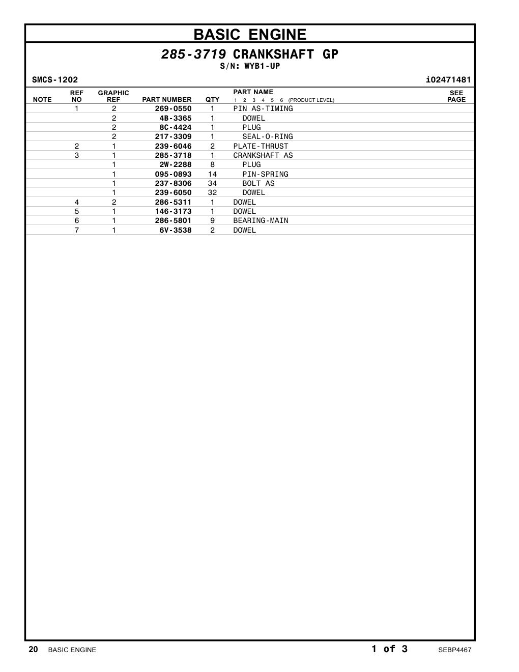 286-5311 DOWEL · S/N WYB1-UP CAT parts manual diagram