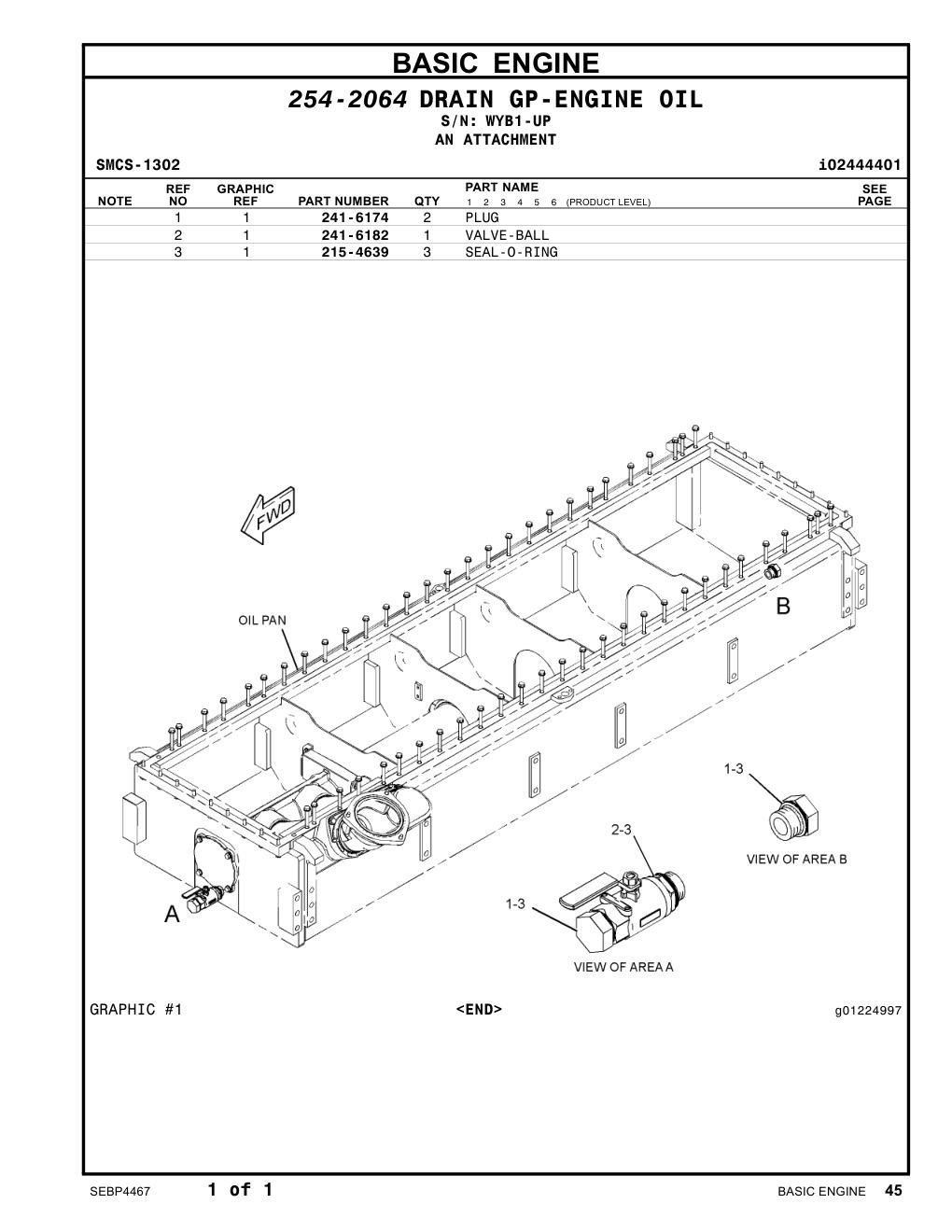 241-6182 VALVE-BALL · S/N WYB1-UP CAT parts manual diagram