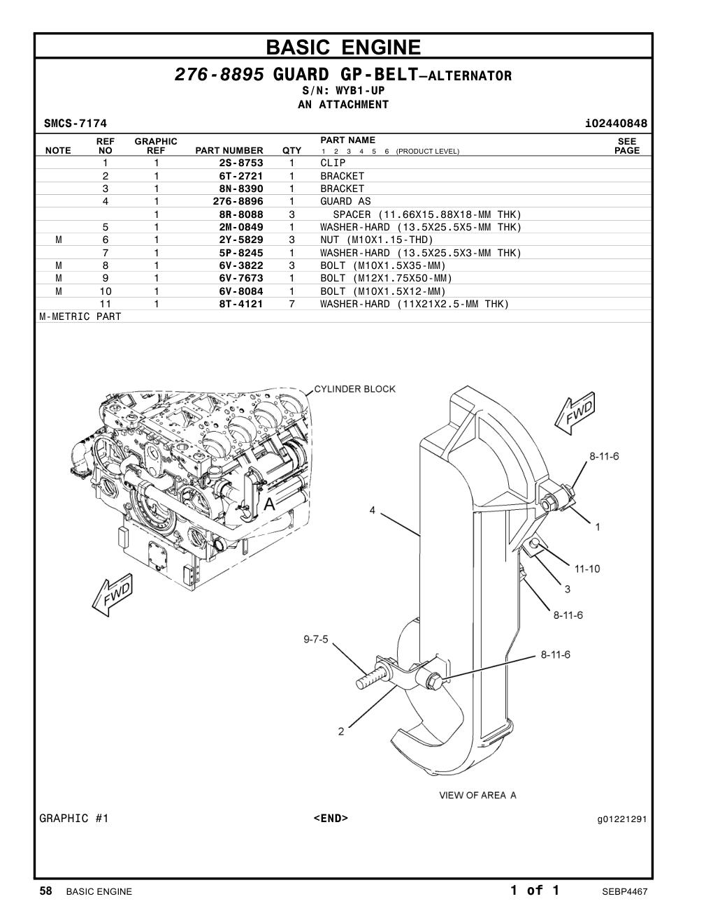 8N-8390 BRACKET · S/N WYB1-UP CAT parts manual diagram