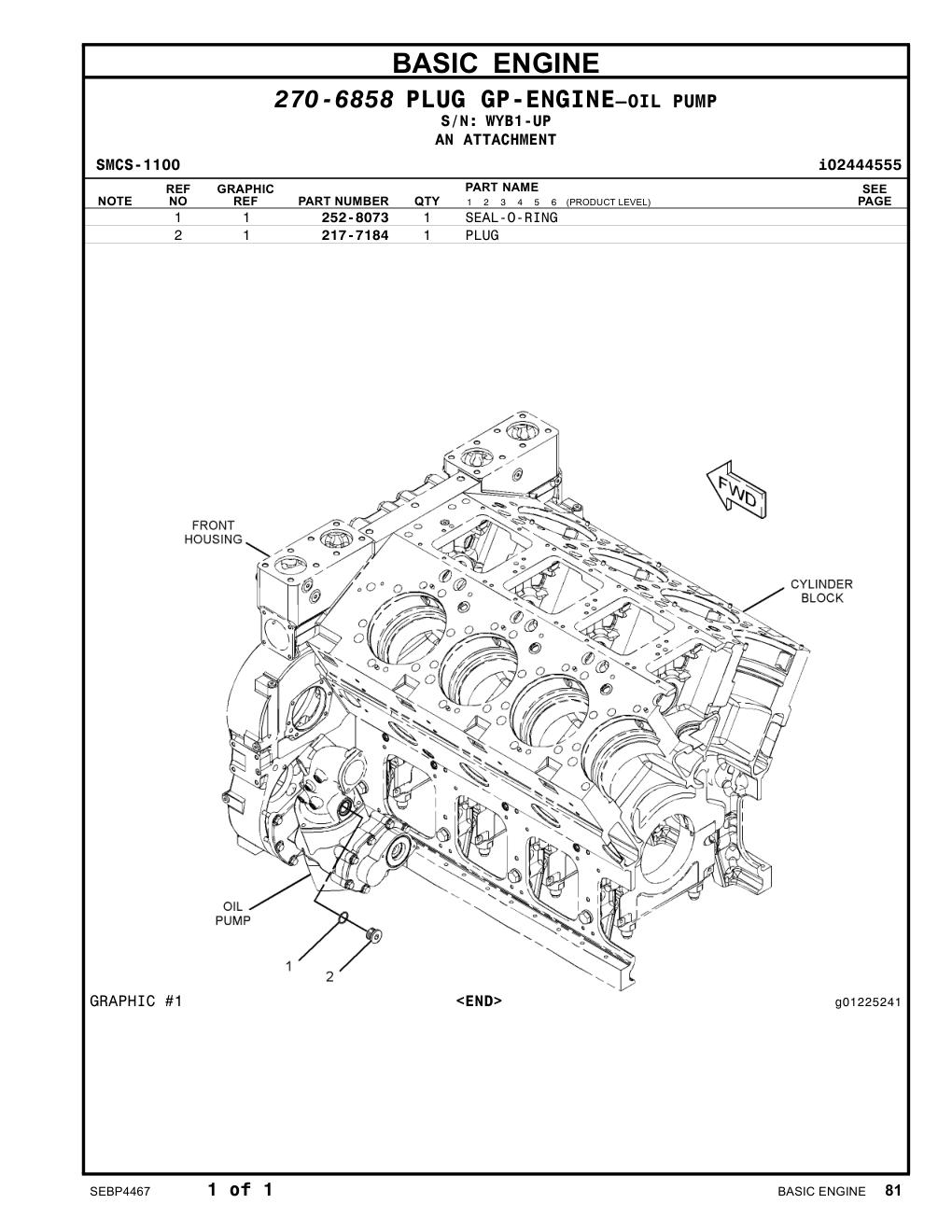 252-8073 SEAL-O-RING · S/N WYB1-UP CAT parts manual diagram