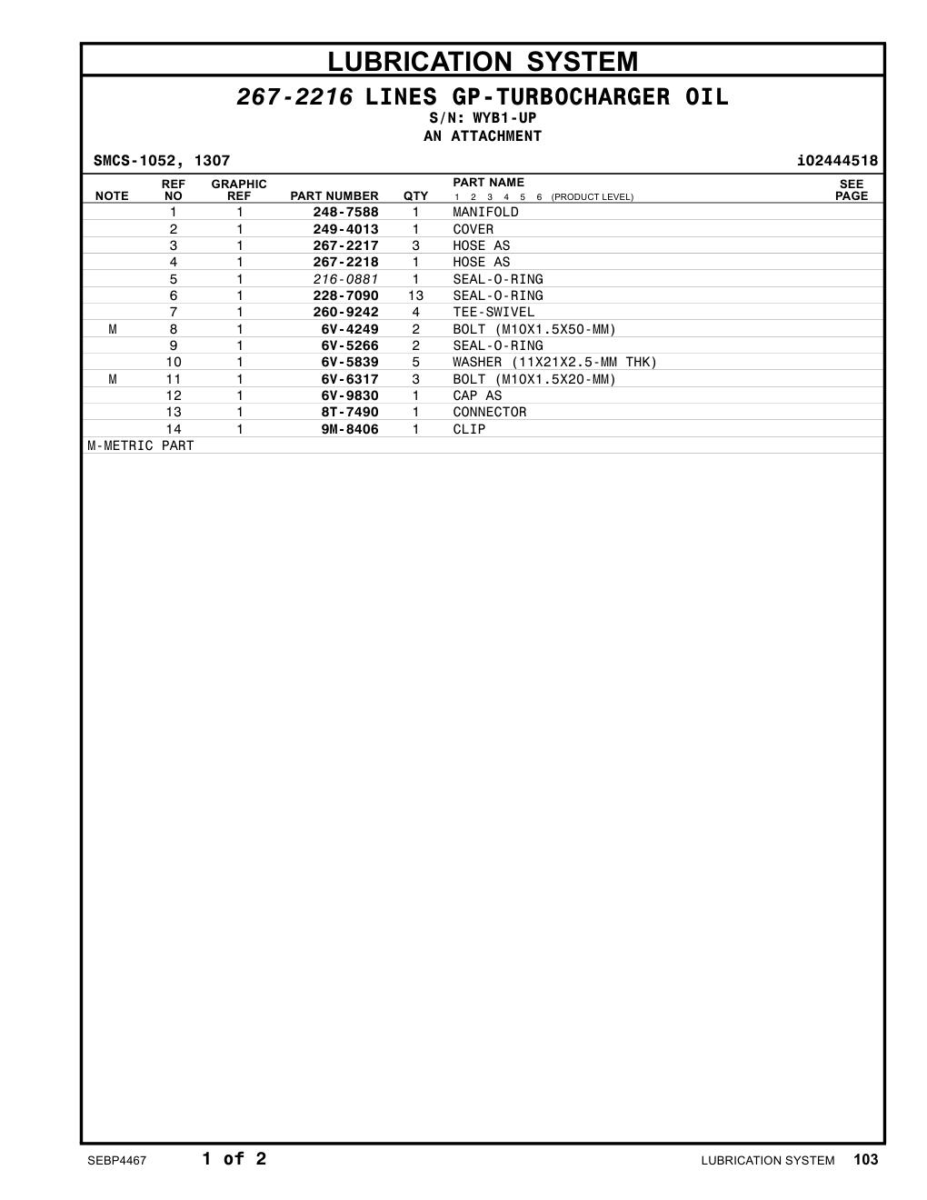 248-7588 MANIFOLD · S/N WYB1-UP CAT parts manual diagram