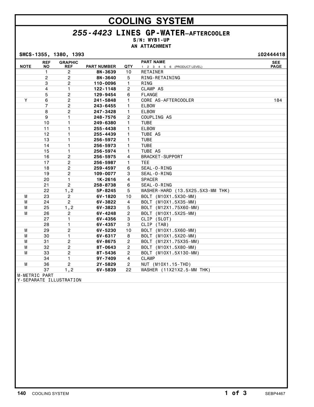 9Y-7409 CLAMP · S/N WYB1-UP CAT parts manual diagram