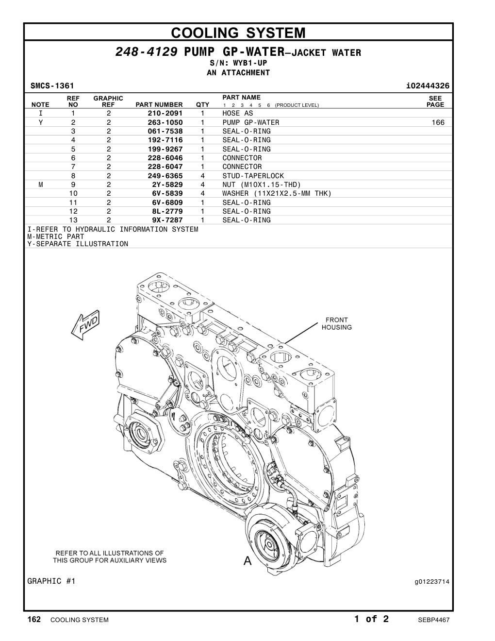 249-6365 STUD-TAPERLOCK · S/N WYB1-UP CAT parts manual diagram