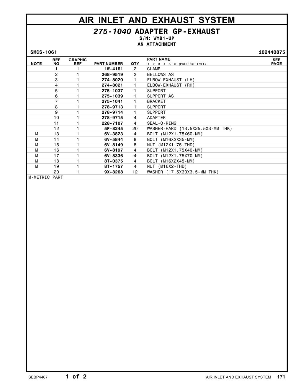 274-8021 ELBOW-EXHAUST (RH) · S/N WYB1-UP CAT parts manual diagram