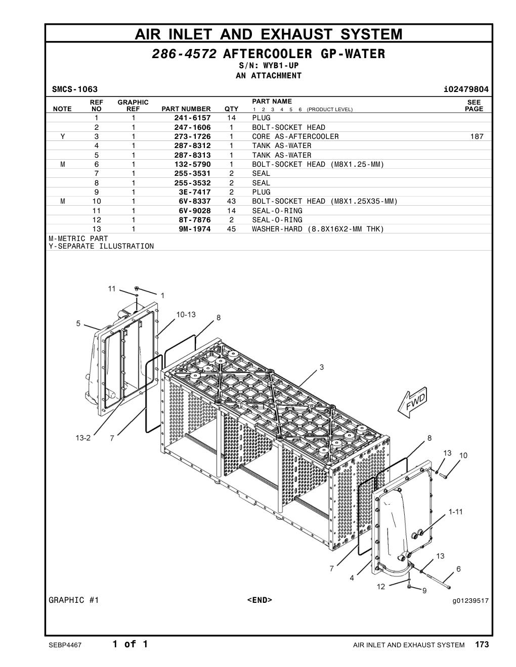 247-1606 BOLT-SOCKET HEAD · S/N WYB1-UP CAT parts manual diagram