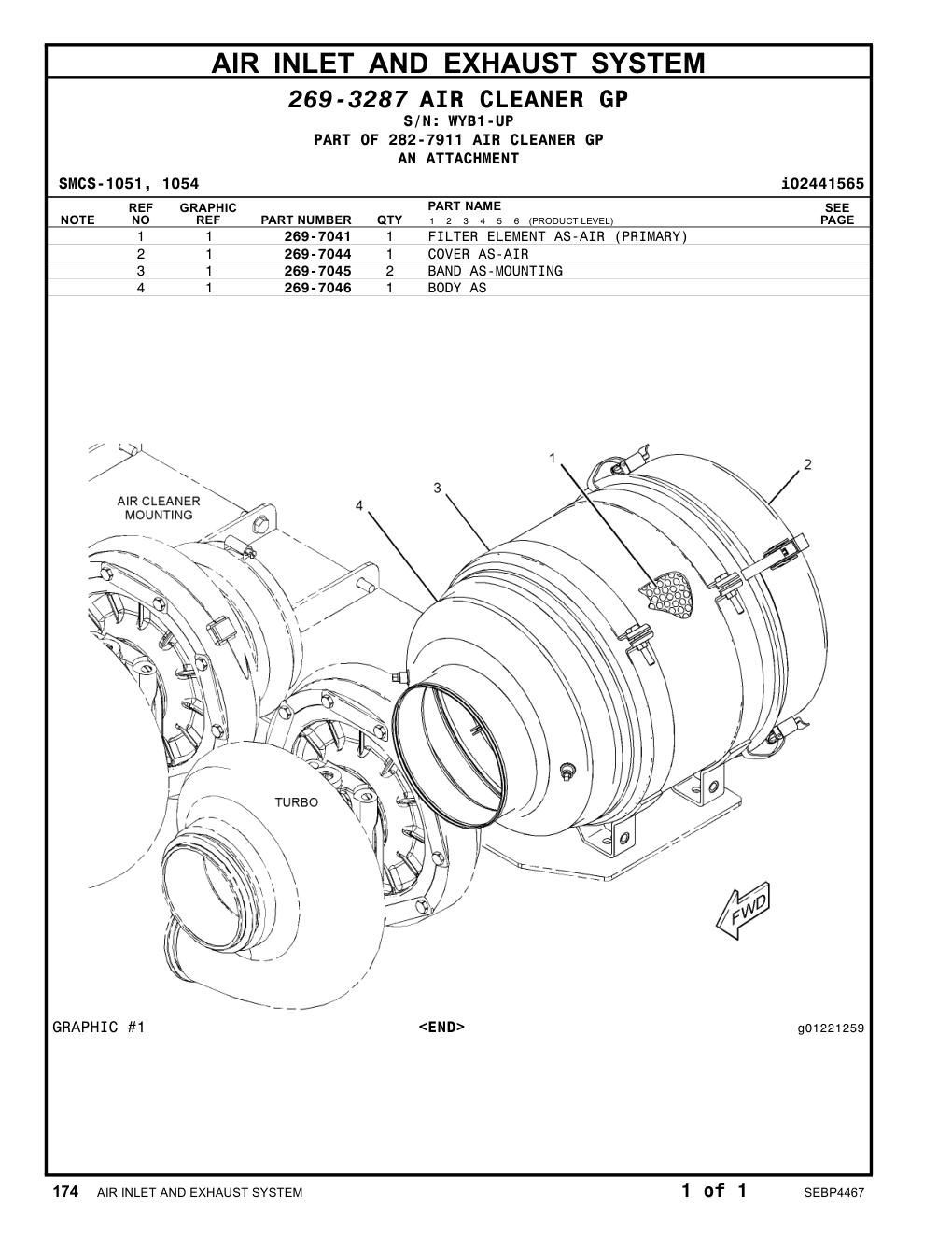269-7041 FILTER ELEMENT AS-AIR (PRIMARY) · S/N WYB1-UP CAT parts manual diagram