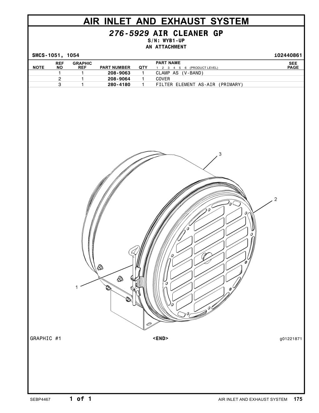 208-9063 CLAMP AS (V-BAND) · S/N WYB1-UP CAT parts manual diagram