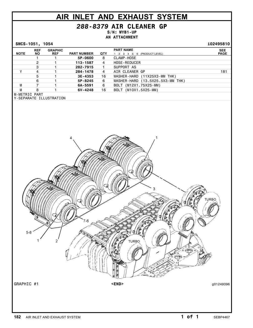 284-1478 AIR CLEANER GP · S/N WYB1-UP CAT parts manual diagram