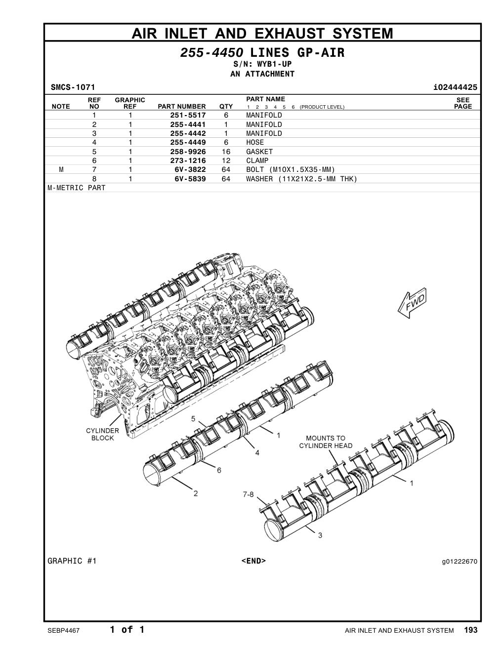 273-1216 CLAMP · S/N WYB1-UP CAT parts manual diagram