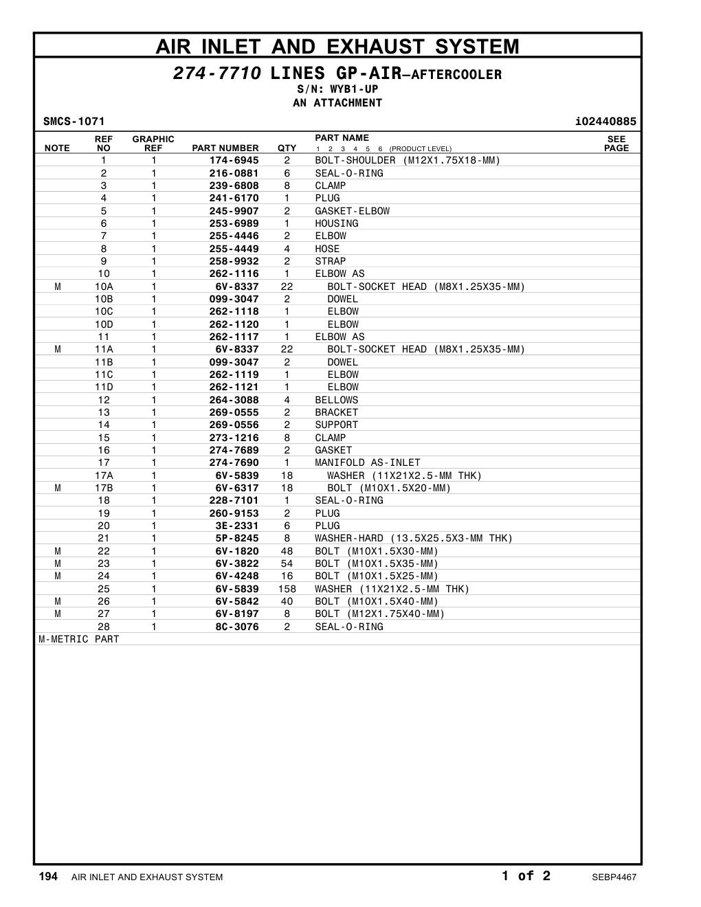 245-9907 GASKET-ELBOW · S/N WYB1-UP CAT parts manual diagram