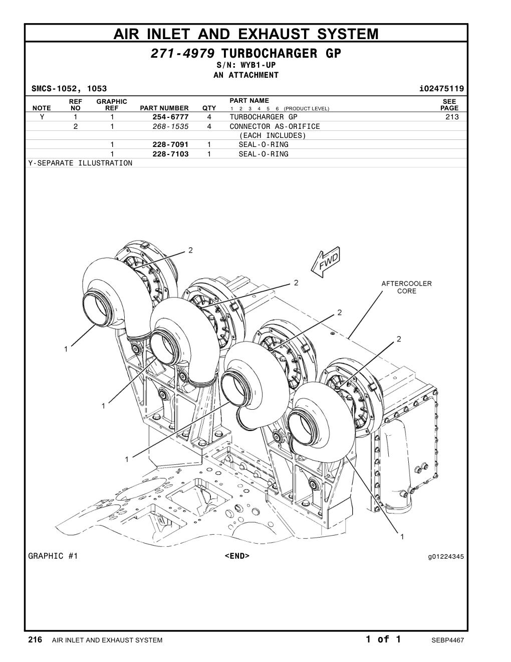 254-6777 TURBOCHARGER GP · S/N WYB1-UP CAT parts manual diagram
