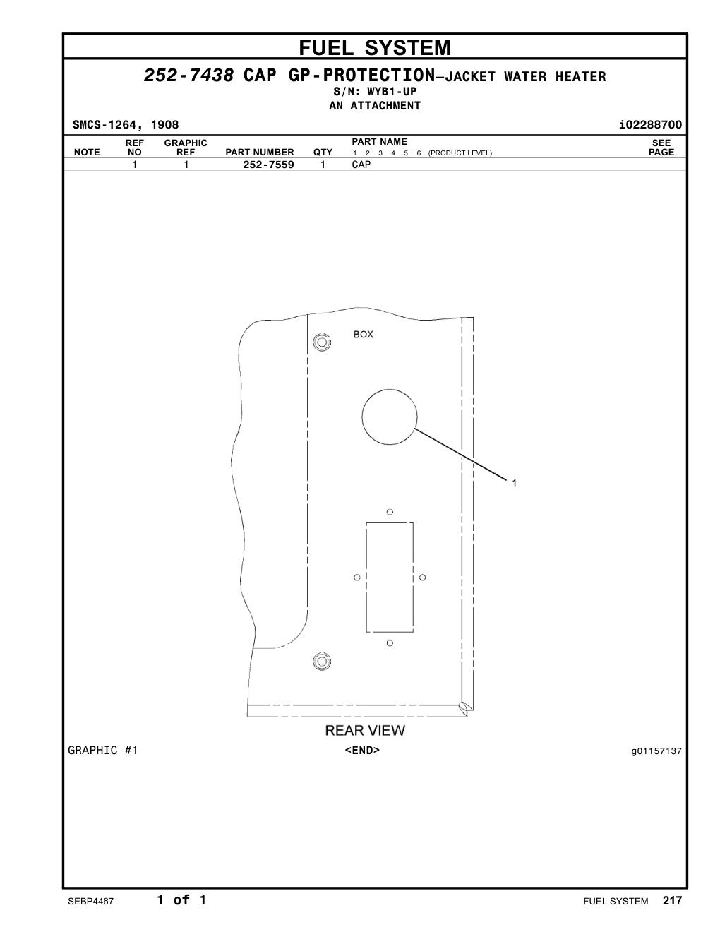 252-7559 CAP · S/N WYB1-UP CAT parts manual diagram